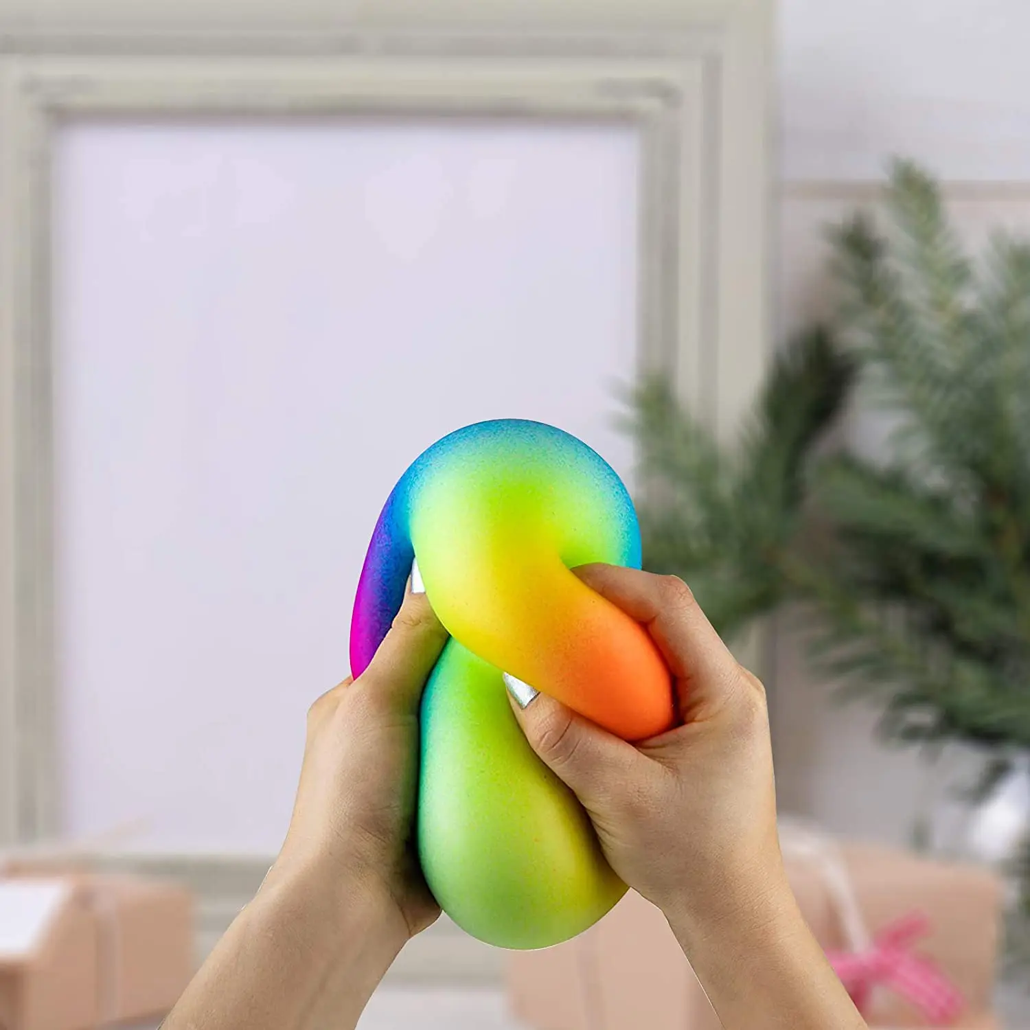 Factory Direct Sell Rainbow Ball Stress Relief Toy Sticky Sensory Squeeze Balls Squishy Fidget Toys For Kids