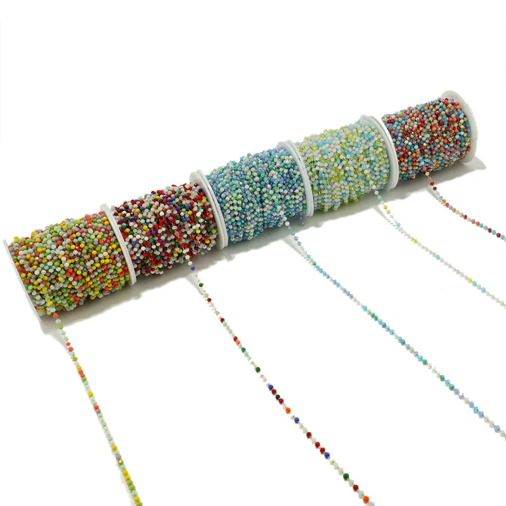 Fashion Jewelry Accessories Mixed Color Crystal Bead Chain Bulk Diy Women Necklace Bracelet Chain
