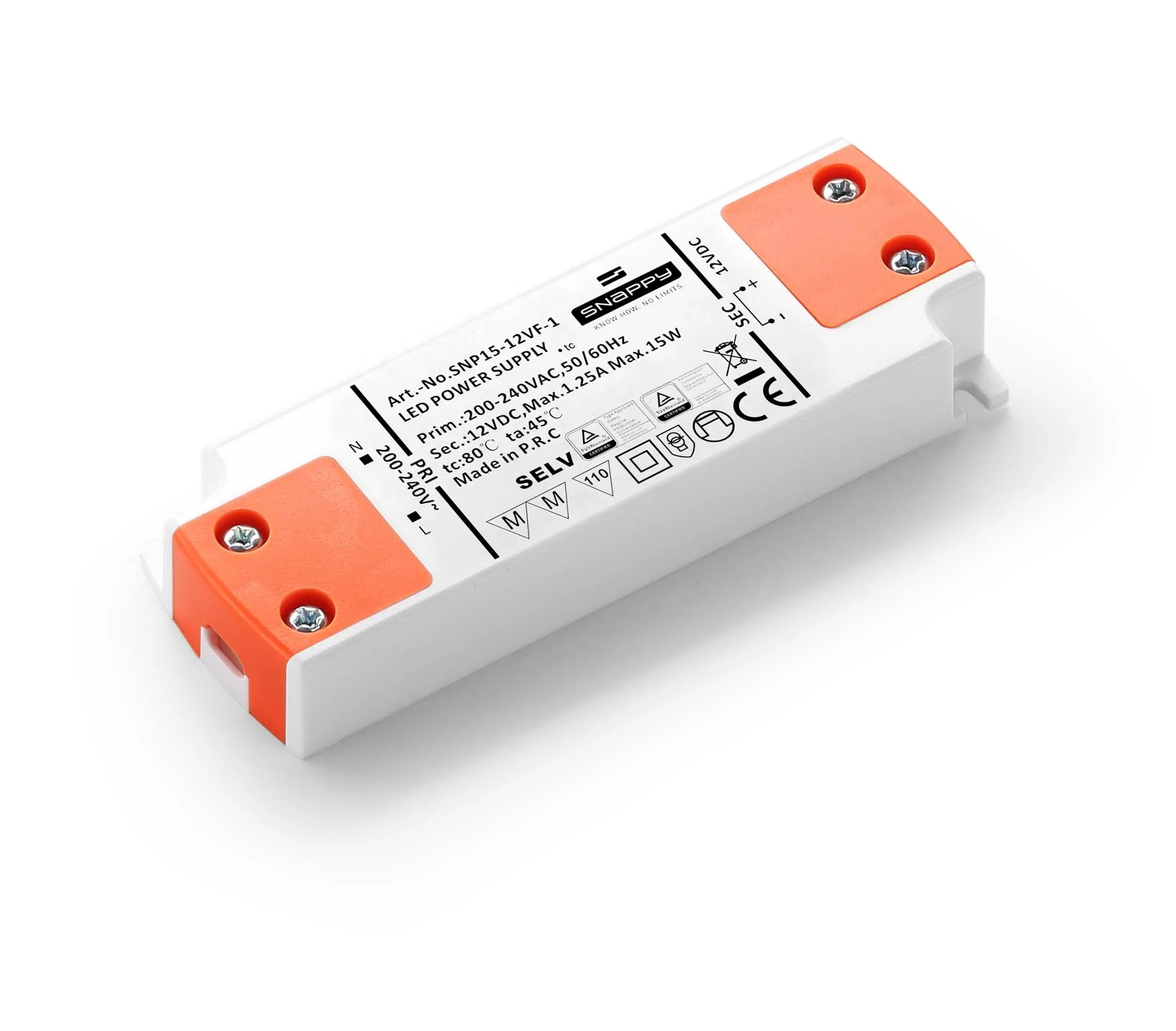 SNP15-12/24VF-1 flicker free IP20 15W 12V 24V  super thin thickness 16mm led driver for strip light