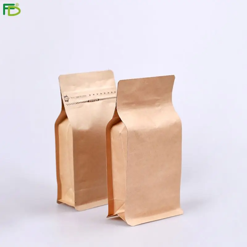 kraft paper food Packaging bag flat bottom pouch