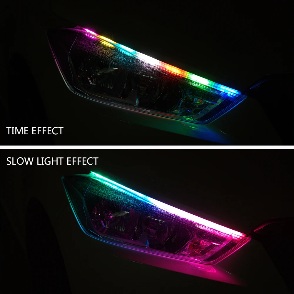 30cm/45cm/60cm 2pcs Amazon Bestsell APP Control 12V Car Headlight RGB LED Strip Lights Waterproof