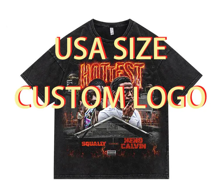 Custom Men Clothing Manufacturers Faded Graphic Vintage Washed T Shirts Black Printed Acid Wash T Shirt Oversized Tshirt for Men