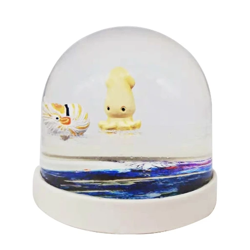 Quicksand Oil-filled Semi-circle Creative Paperweight, Floating Student Home Decorative Small Ornament Regular Item Small Gift.