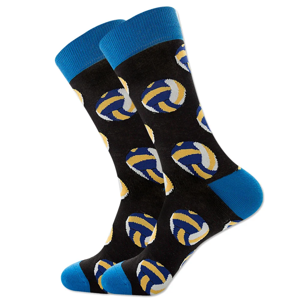 New Style Funny Sports Socks Chaussette Basketball Pattern Jacquard Dress Happy Feet Socks