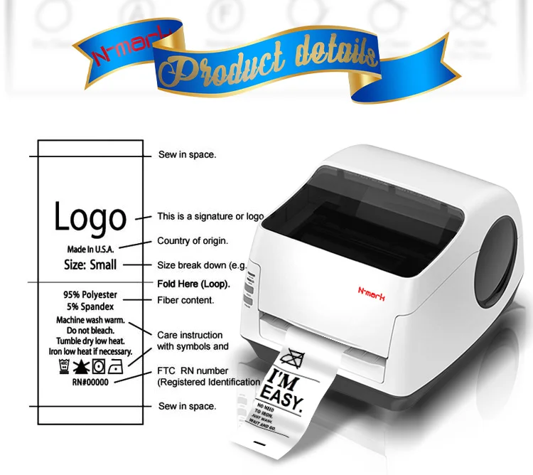 N-mark Chinese Digital very low price hot sale foil label sticker printer cloth label printing machine good quality