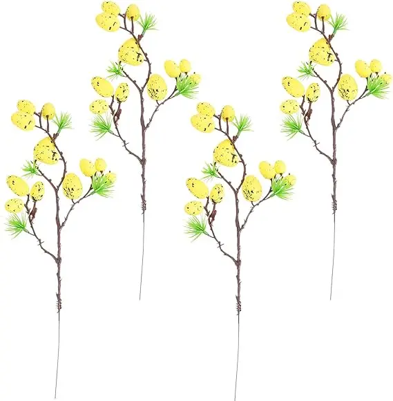 4 Spotted egg cut Foam Easter Egg decorative stick Fake bendable stick table decoration flower arrangement