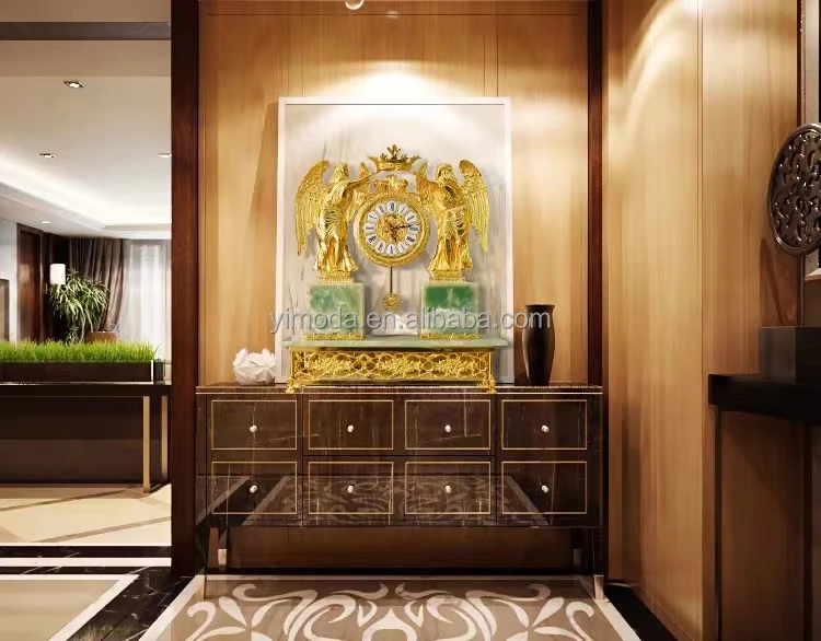 villa decoration table stand jade copper antique clocks for home living room luxury decor table clock