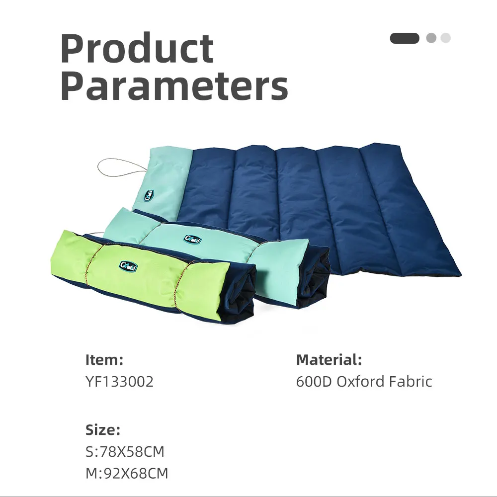 OEM Travel Dog Bed Outdoor 600d Oxford Fabric Water Resistant Rollup Crate Mat Pet Camping Gear Travel Mat For Dogs