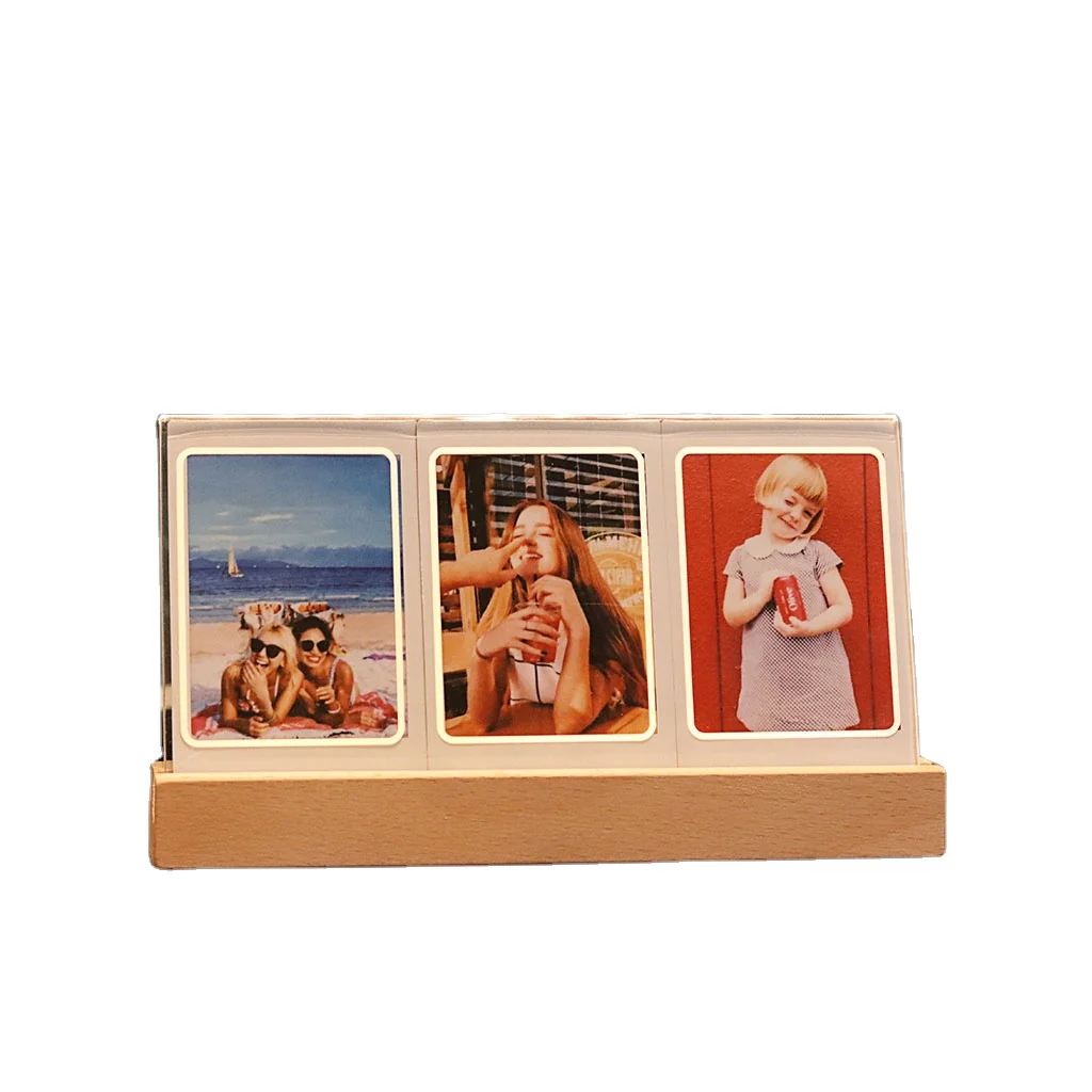 Светящаяся акриловая фоторамка 3 со светодиодной подсветкой для Fujifilm Instax Мини-пленка деревянная рамка фотографий