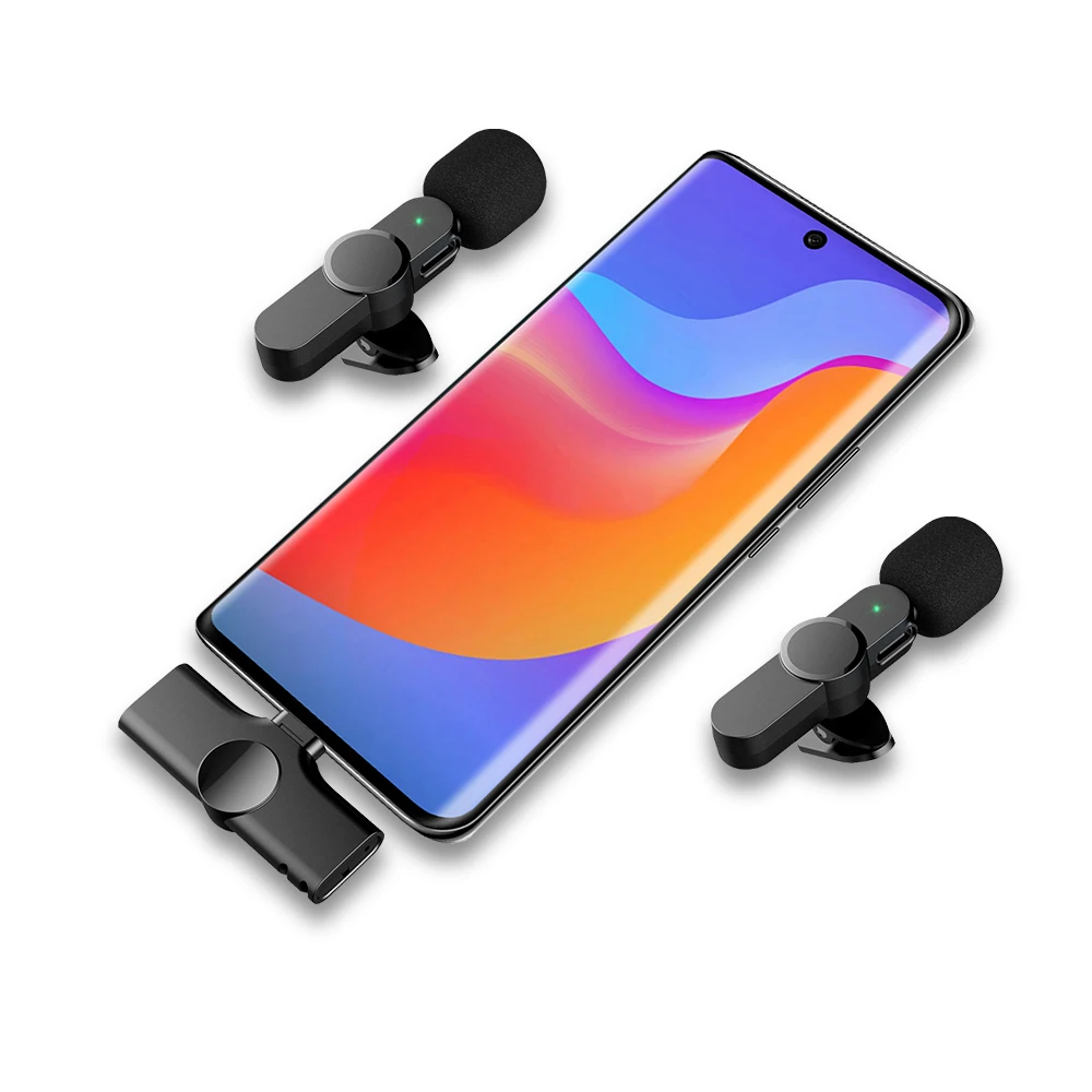 Беспроводной петличный микрофон 2 в 1 для iPhone Android смартфонов