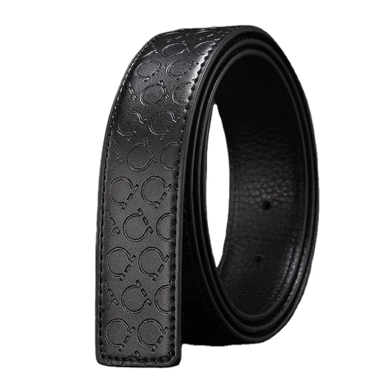 Мужской ремень без пряжки, оптовая продажа, кожаный рельефный ремень, аксессуары для тела, подходящие для скользящих пряжек