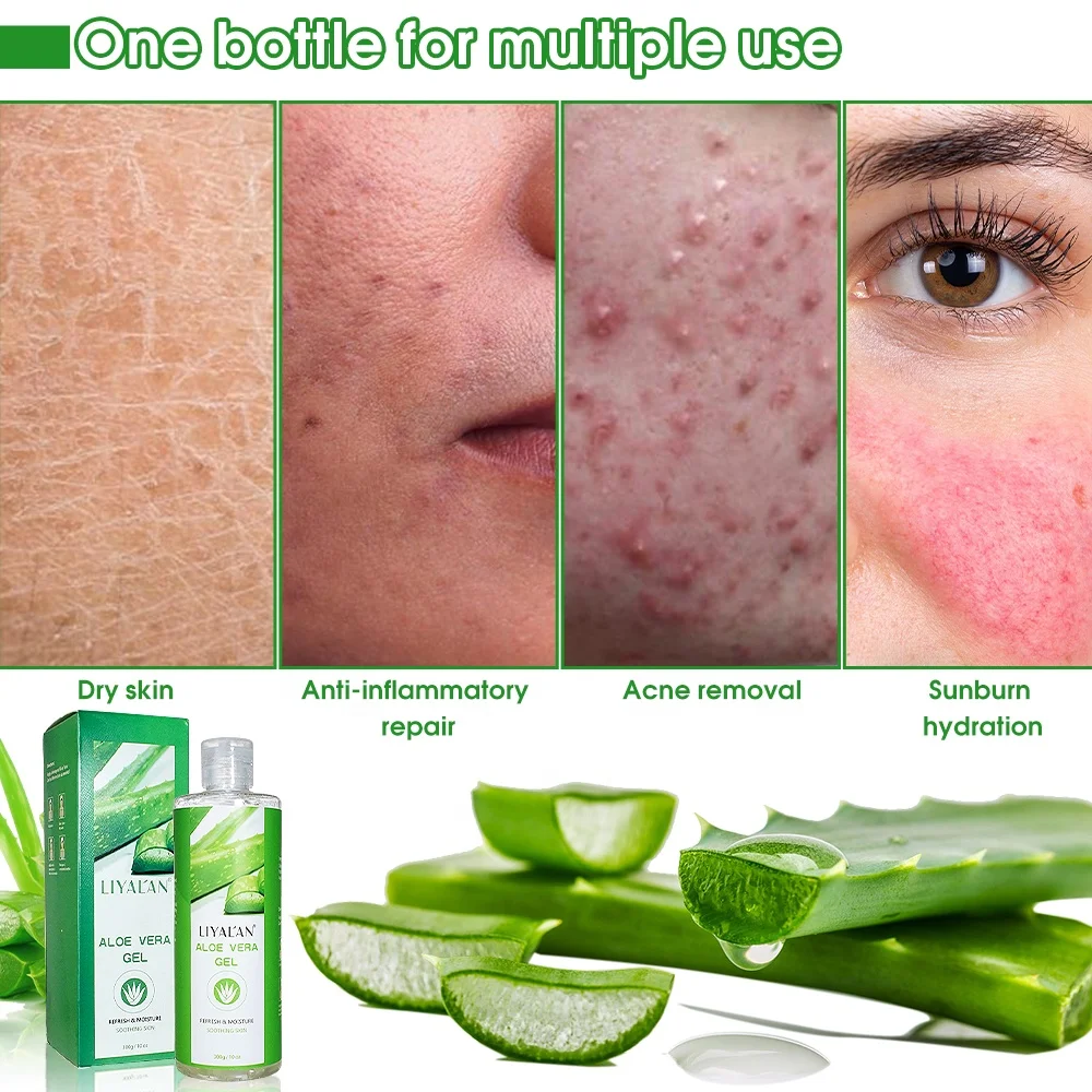 Oem Private Label Face Care 100% Natural Organic Aloe Vera Extract Sunburn Soothing Aloe Vera Gel