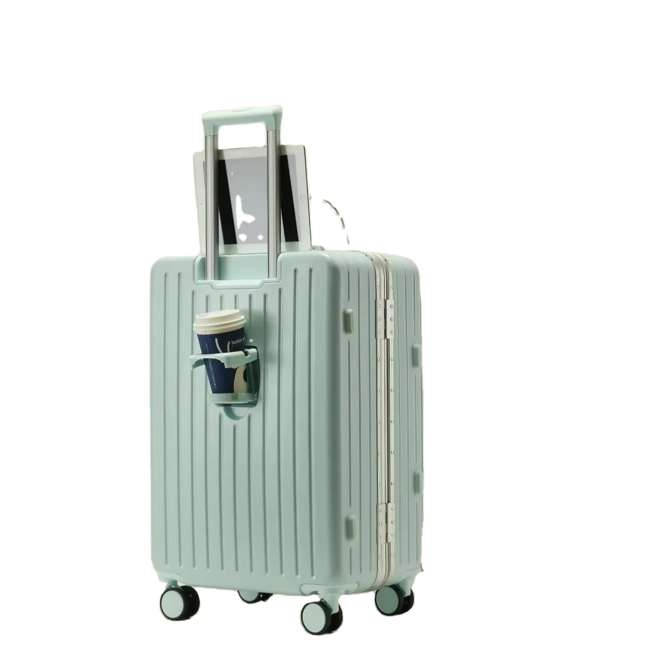 Factory custom rotary Luxury travel airport luggage installed front opening Abs luggage