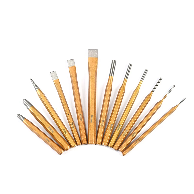 High Quality 3-12 PCS Punch & Chisel Set Pin Tapered Center Chisel Punch Set