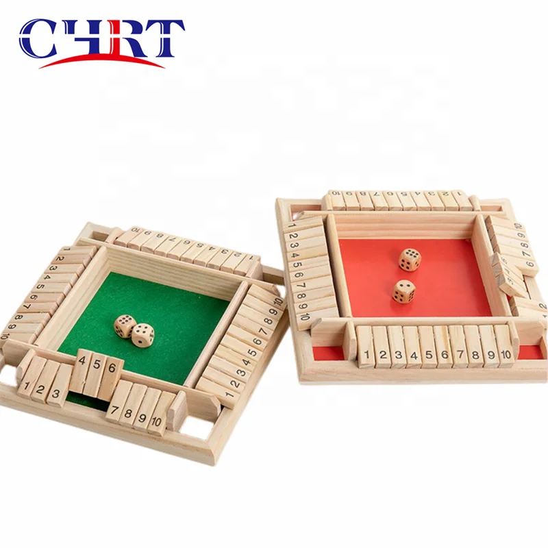 4 Sided Large Wooden Board Game Dice Game Wooden Wood City Shut The Box for Learning Addition