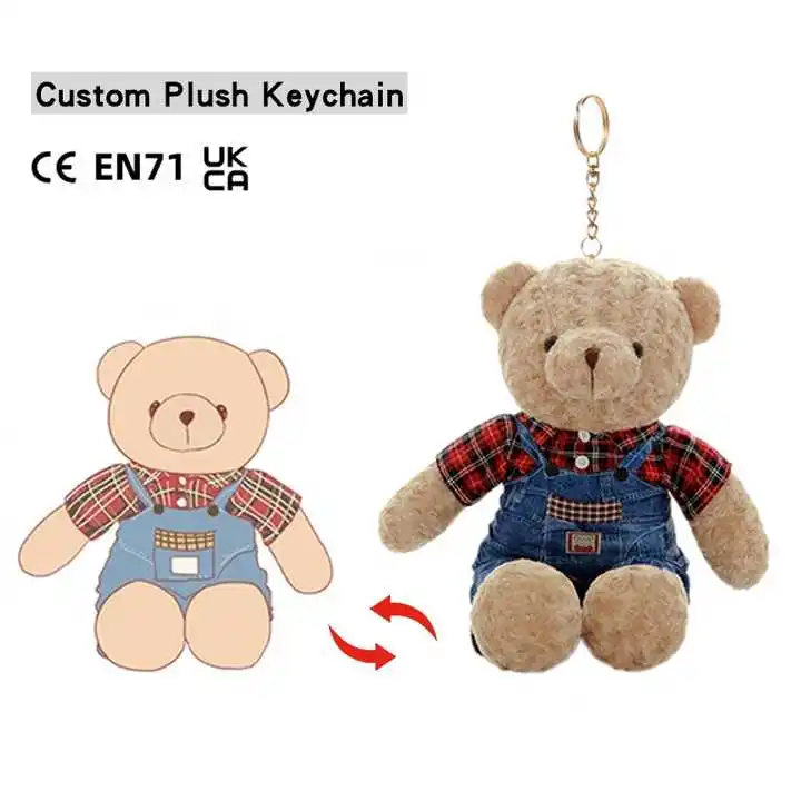Customized Teddy Bear Plush Figure Toy Anime Style Stuffed Animals Keychain Custom Teddy Bear for Kids