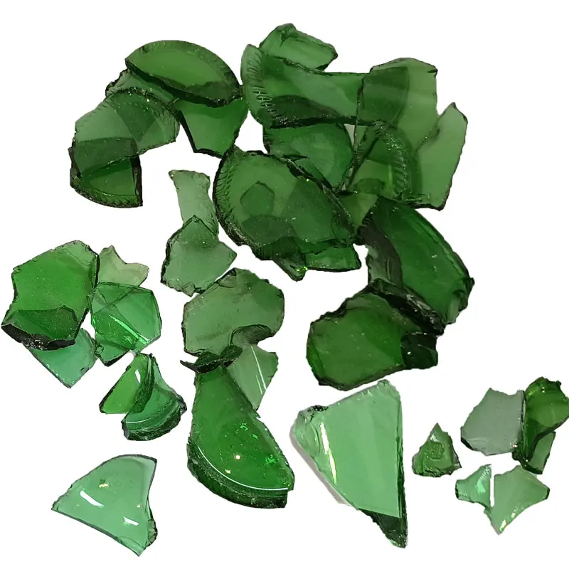 Broken Glass Scraps Green Cullet Glass Bottle Chips for Decoration Crafts