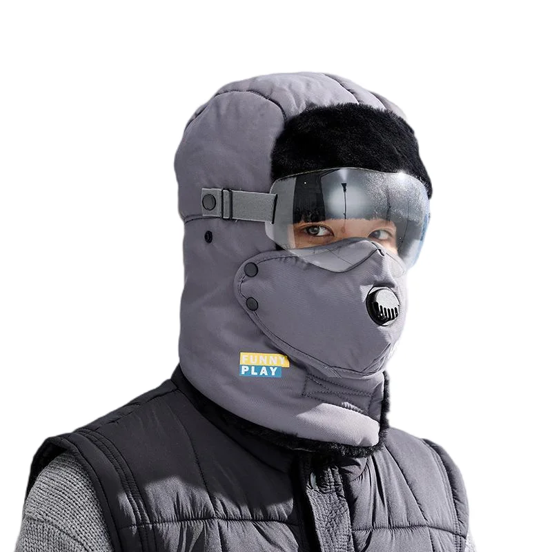Factory Wholesale Price Winter Outdoor Unisex Windproof Waterproof Thicken Ski Snow Hat Cap with mask and goggles