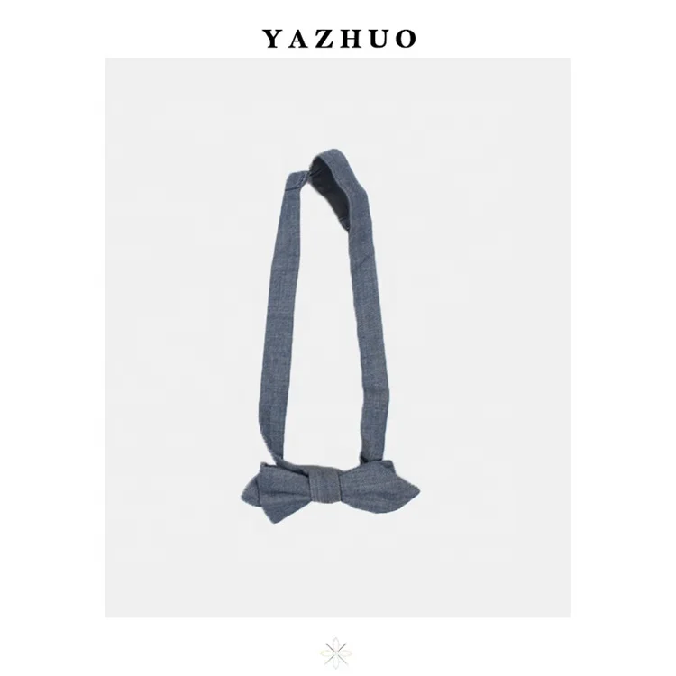 Оптовая продажа, индивидуальный обычный деловой Шелковый двухслойный галстук-бабочка из денима, хлопка, для взрослых