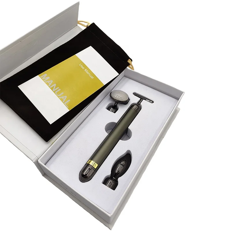 2021 Electric Facial Massager 3 in 1 Vibrating Energy Beauty Bar Skin Lifting Rose Quartz Face Roller