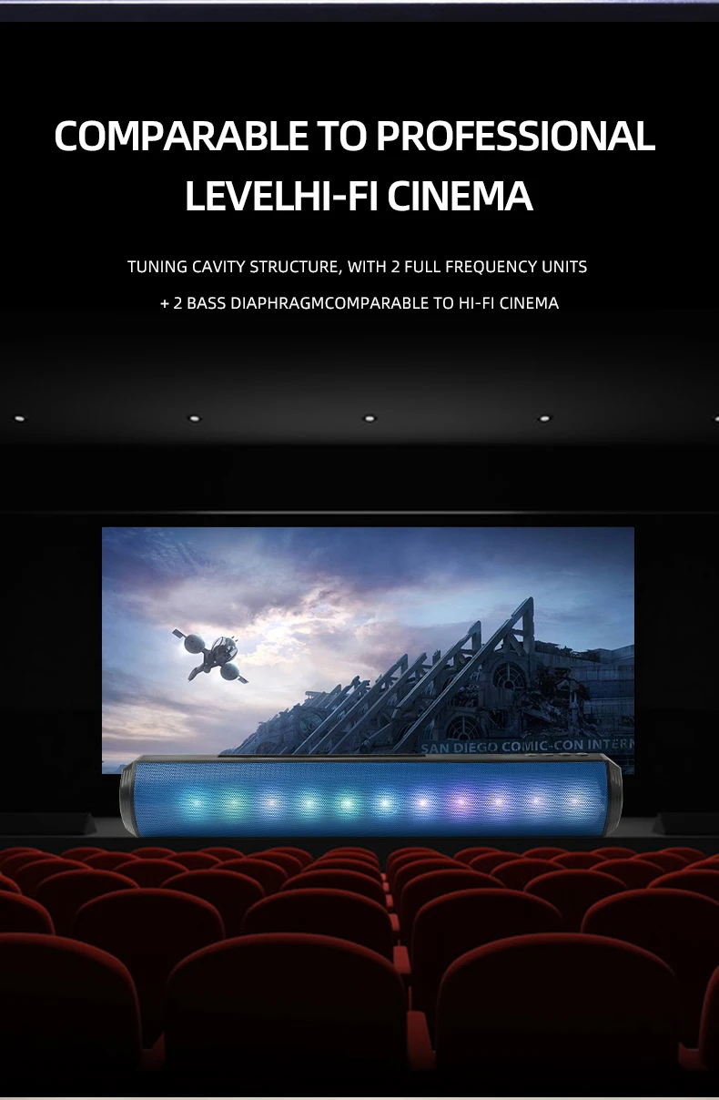 BD68 10W Wireless Soundbar Speaker Colorful Flashing Light Stereo Subwoofer Party Speaker With Sound Blaster Handsfree FM