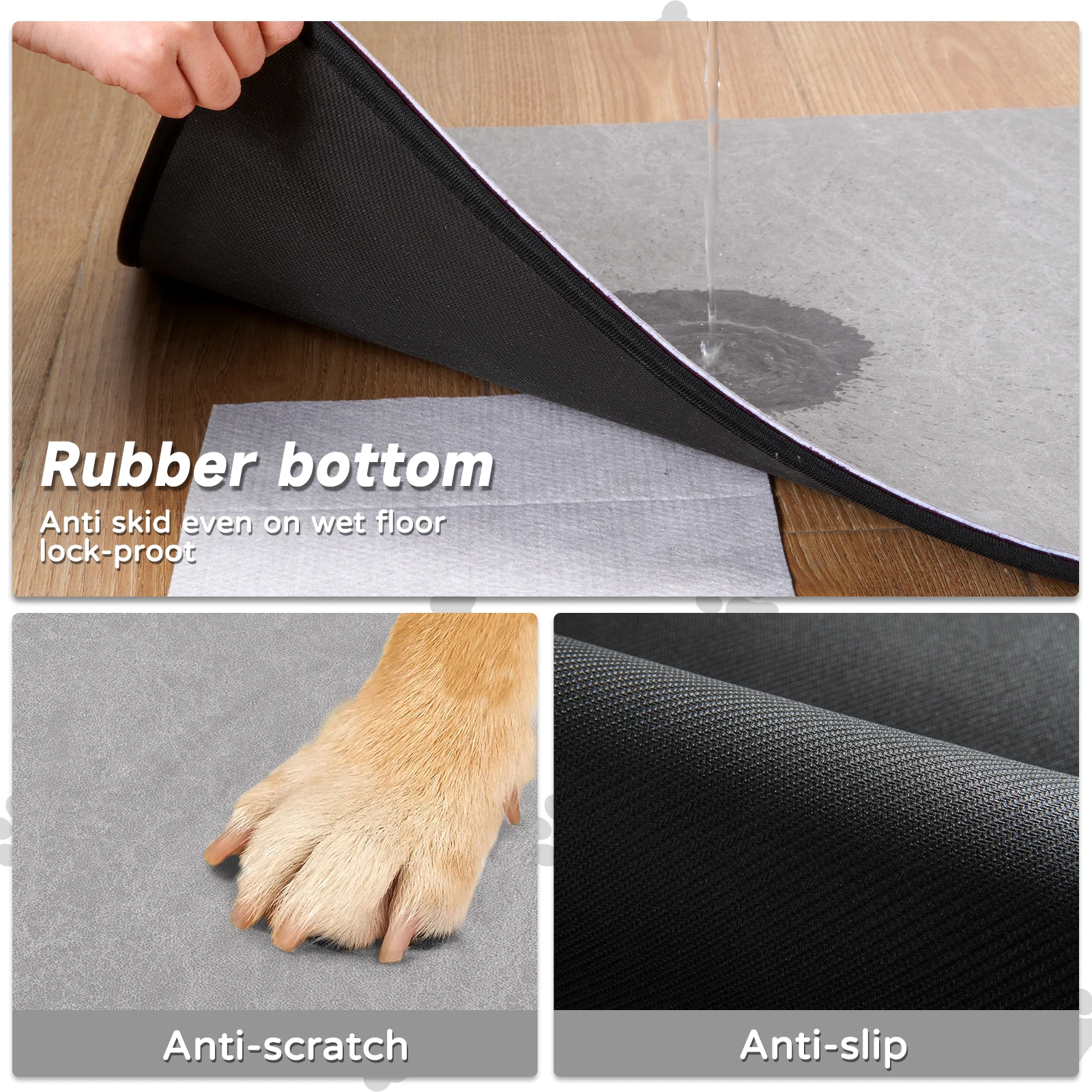 Scratch resistance Removable replaceable Custom Logo Pet Bed Anti-SlipTraining Pad Bowl Food Feeding Mat with Rubber bottom