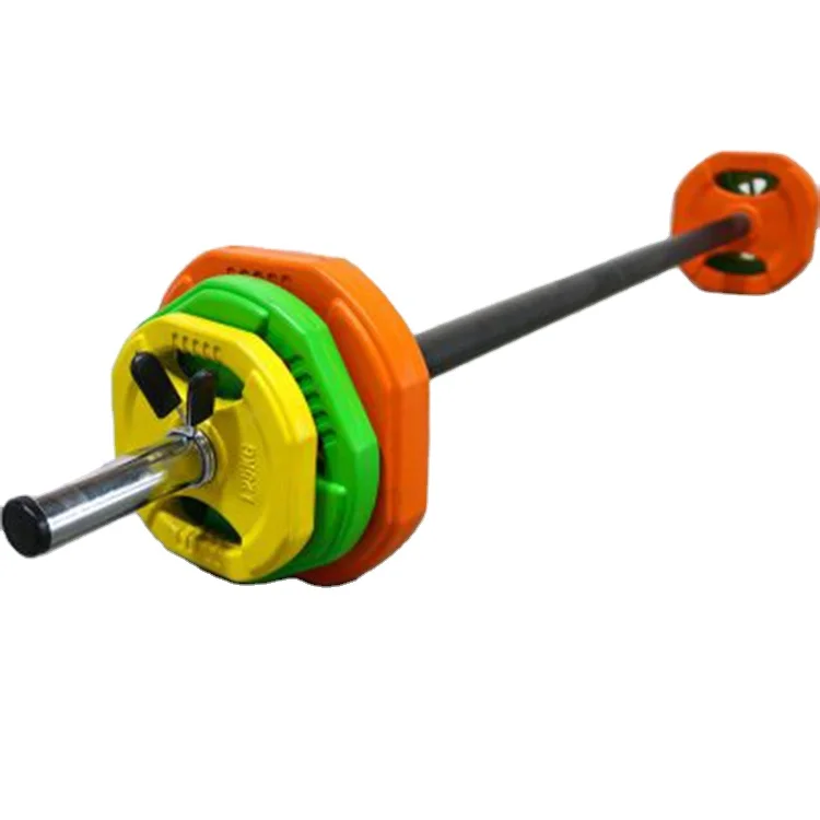 SMARTFIT Adjustable 20kg Barbell Set Cardio Colorful Rubber Weight Plates Barbell Set Free Weights