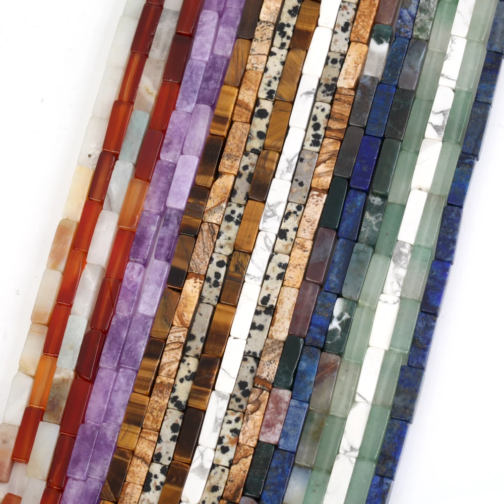 Factory Price Natural Stone  Cuboid Amethyst Tiger Eyes  Beads For Jewelry Making DIY Bracelet Necklace Accessories