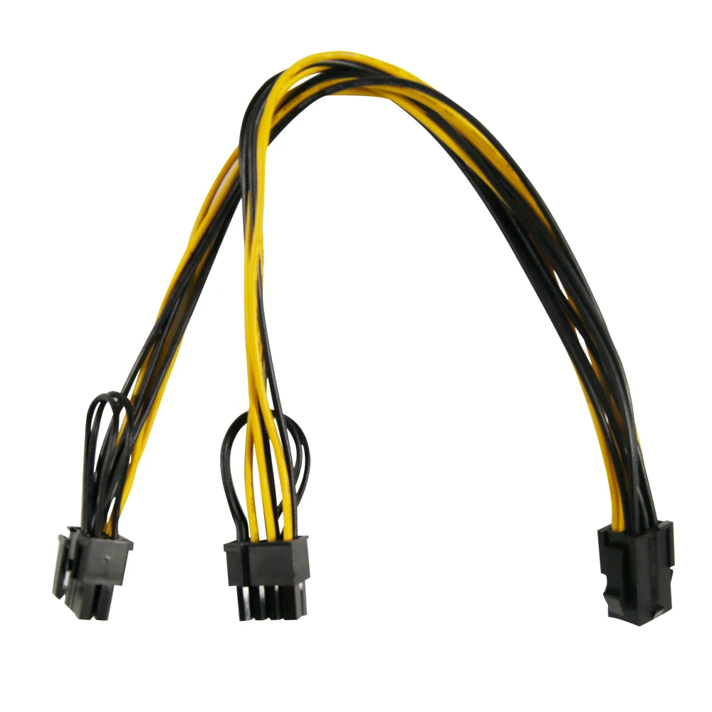 ПК основной каркас PSU желтый черный 8-контактный двойной 6 + 2-контактный 18AWG eSATA шнур штекер-гнездо прямой зарядный кабель