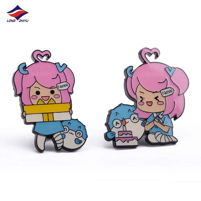 Longzhiyu metal cartoon badges manufacturer custom hard enamel pins wholesale zinc alloy angel badges