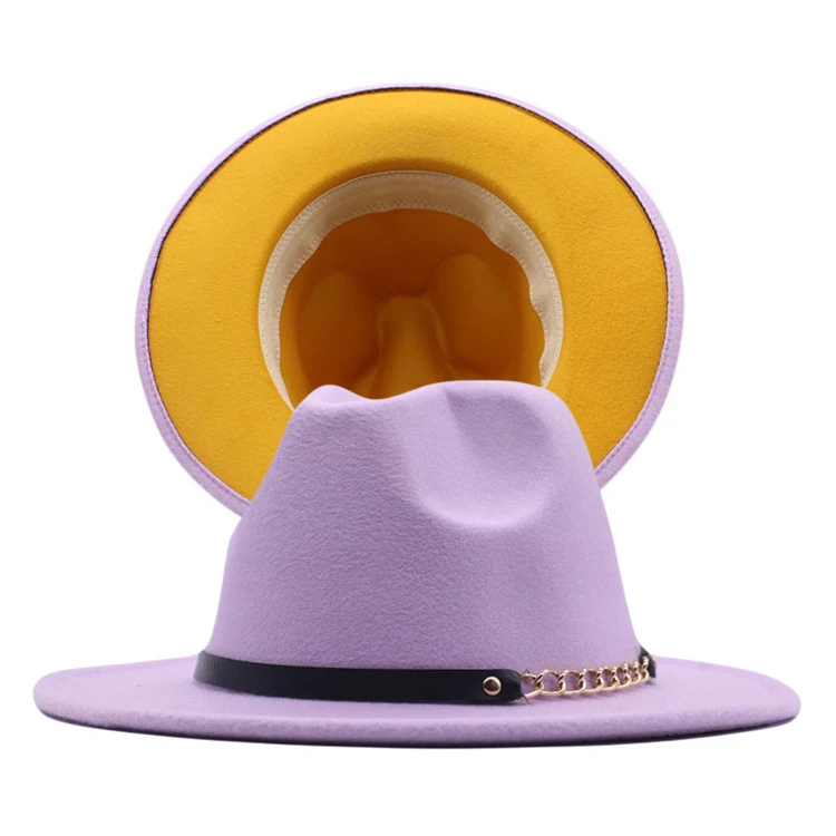 Wholesale Fedora Hats Women Wool Wide Brim Fedora 2 Two Tone Hats Fedora Men and Women