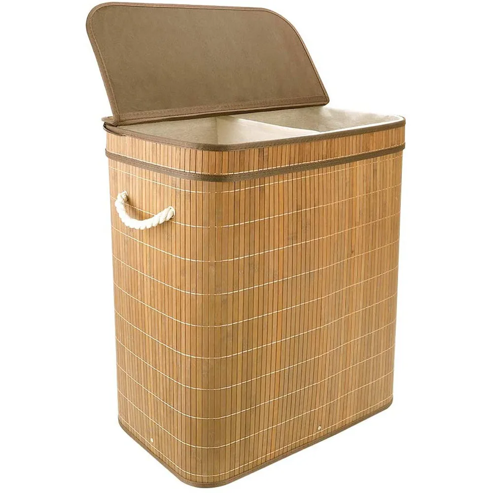 100L Bamboo Laundry Basket with Flip Lid - Large Folding Clothes Hamper Washing Bin Foldable Collapsible Laundry Sorter Box