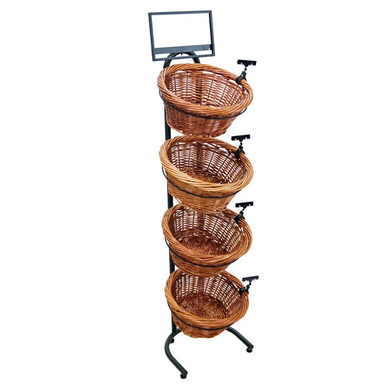 Customizable Supermarket equipment metal fruit basket holder display rack