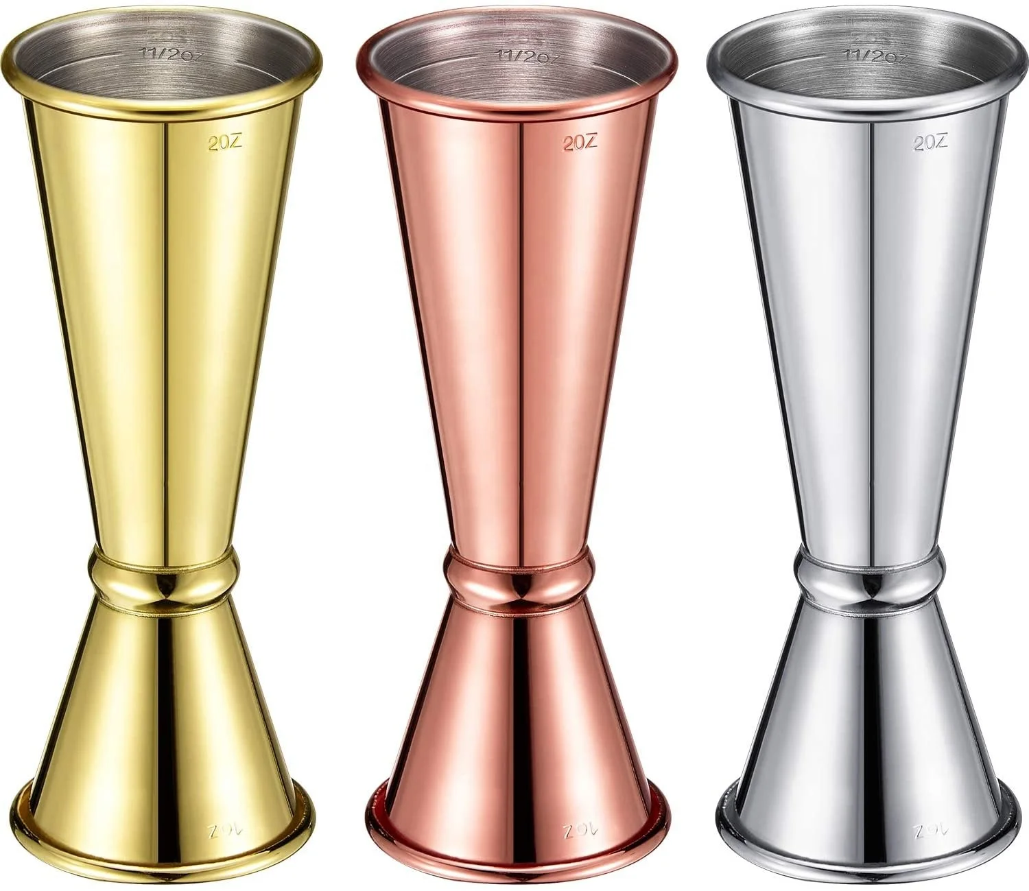 25ml/50ml 30ml/60ml 45ml/60ml Vodka Whiskey Jigger Bar 20-50 ml 1oz/2oz Rose Gold Measuring Jigger Cocktail Measuring Cup