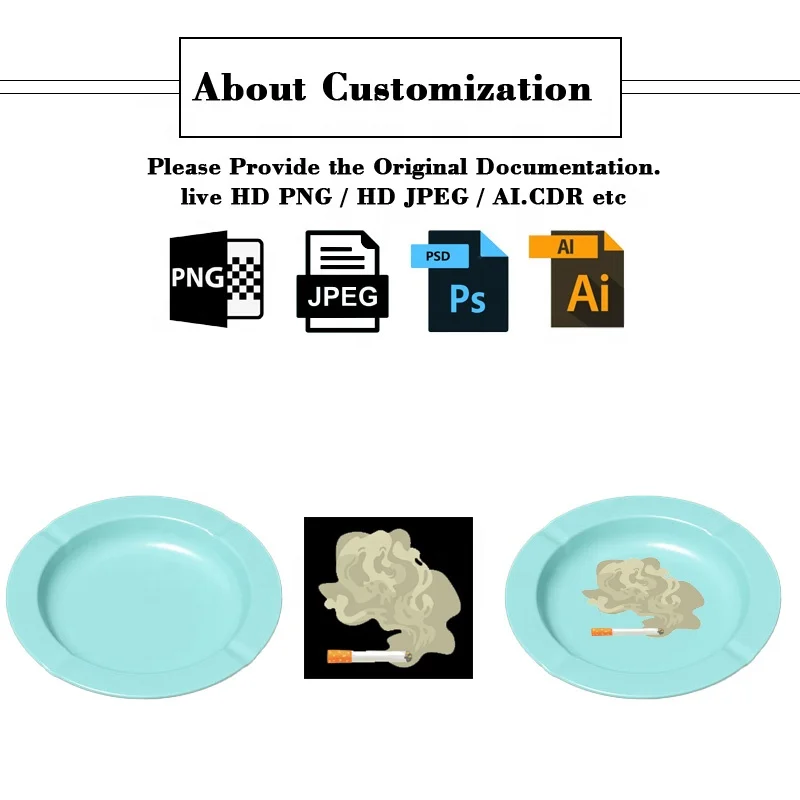 WG180 Customizable Logo Cigarette Around Tin Ashtray Home Creative Bar Printed Custom Portable Cigar Metal ashtray for Smoking