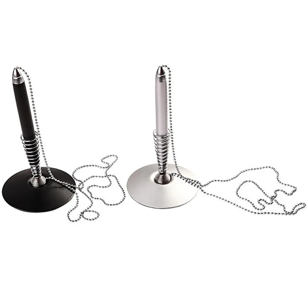 High quality stylist desk ballpen base ballpointpen with chain metal office desk table ballpoint pen  with custom logo