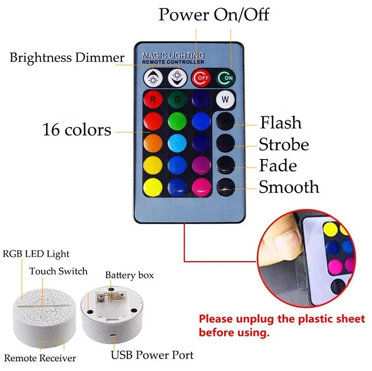 Hot sales 130-220*60-155 mm Animals Shape stuffed animal plush cuddly nachtlicht  luz de noche 3D Night Light