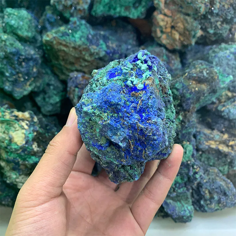 Wholesale Rough Blue Azurite Crystal Specimen Raw Stone Azurite And Malachite Mineral Specimen for home decoration