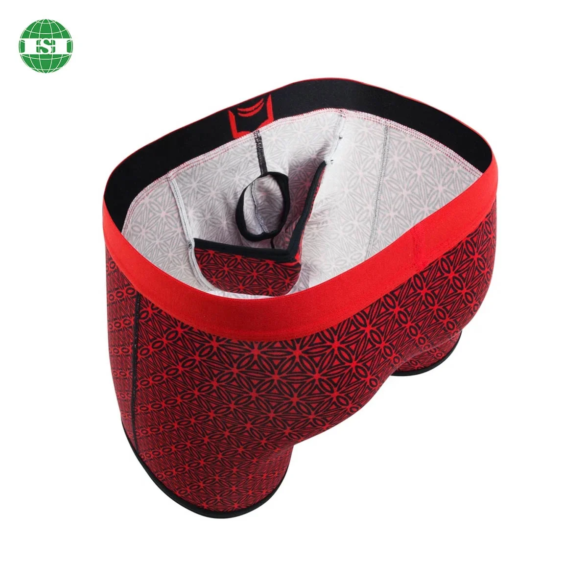 Custom design mens underwear boxer briefs three layers pouch ball holding layer and open