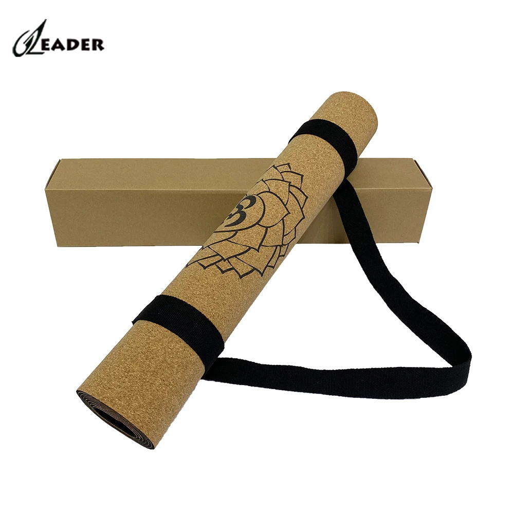 Wholesale Custom Logo Eco Printed Natural Rubber Tpe Matt Block Ball Bag Set Thick Cork Yoga & Pilates Mat With Logo Strap