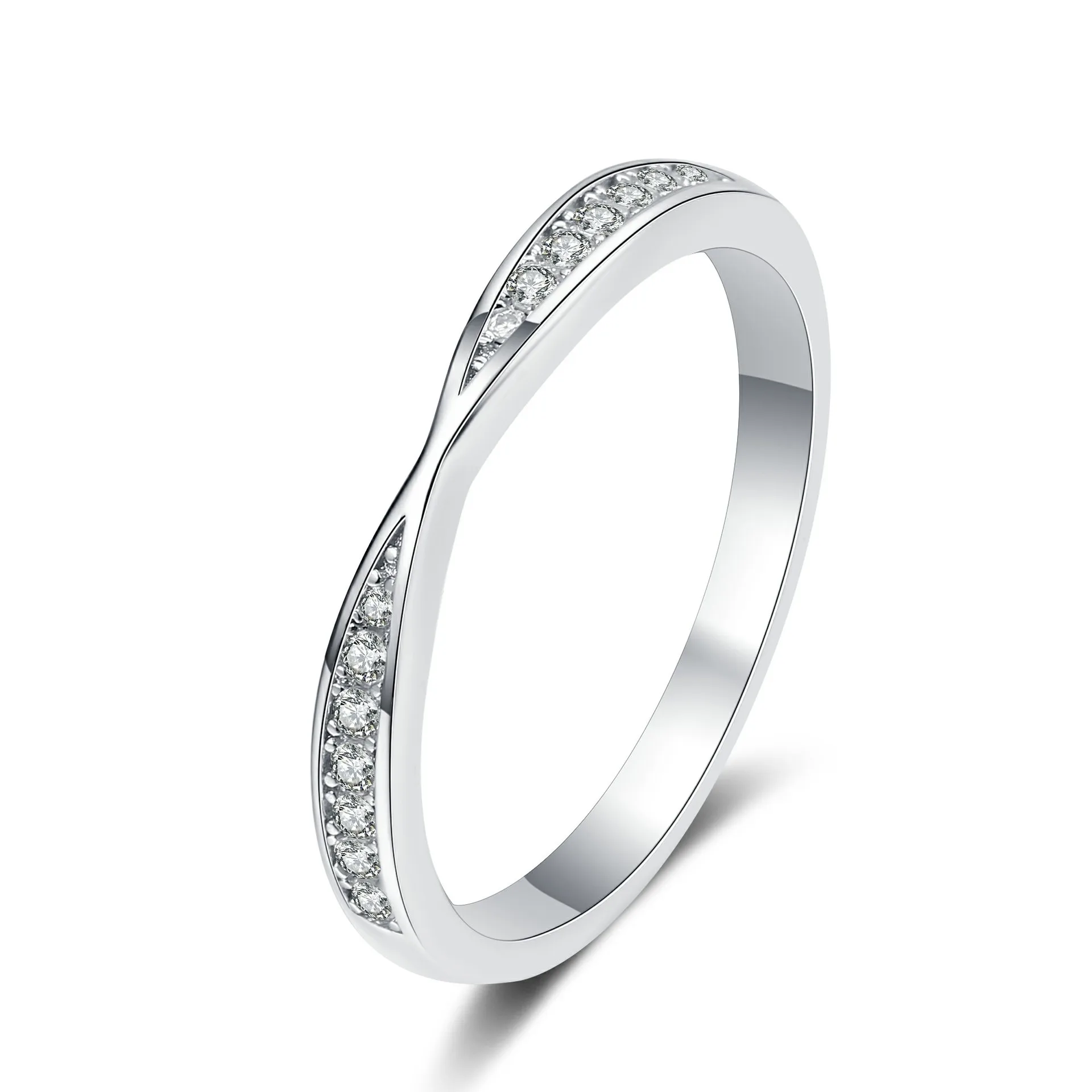 Stylish and Minimalist 925 Silver Fine Jewelry Ring with Moissanite for Women
