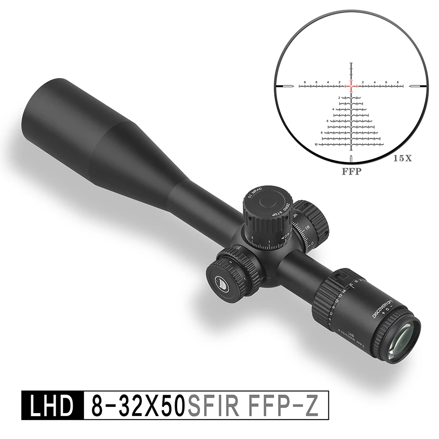 Discovery LHD 8-32x50SFIR FFP 30mm Tube etched glass First Focal Plane Illuminated scope Sight with zero stop