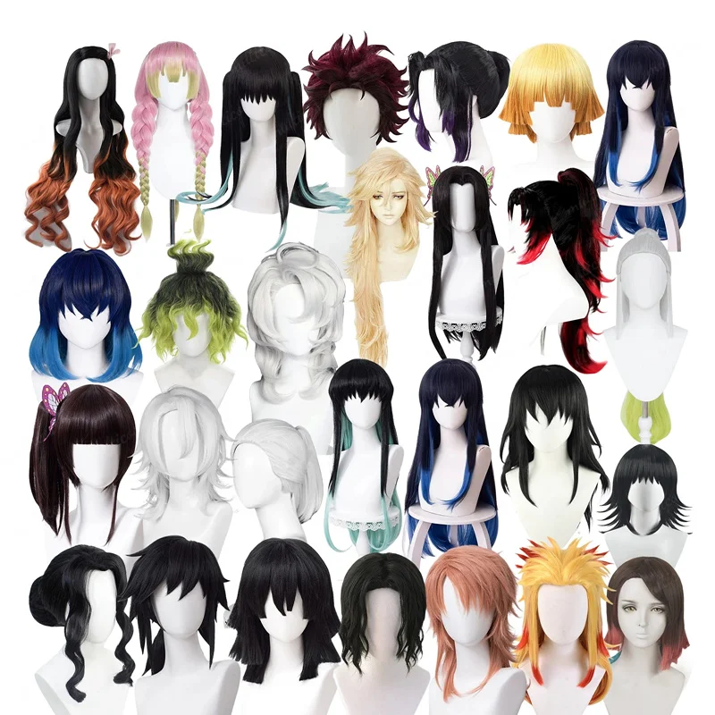 25 Styles Women Men Anime Wigs Demon Slayer Kimetsu no Yaiba Nezuko Tanjirou Agatsuma Zenitsu Tomioka Giyuu Cosplay Wig Party