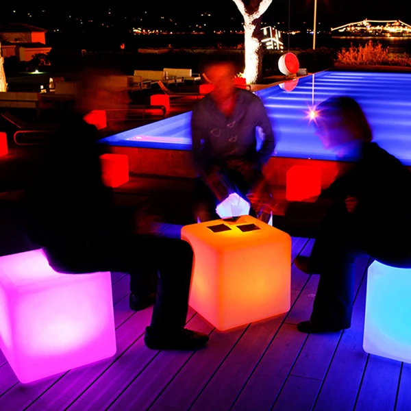 Competitive price Led Light Stool PE Plastic LED Furniture Bar Light Glow Illuminated bar stool high chair