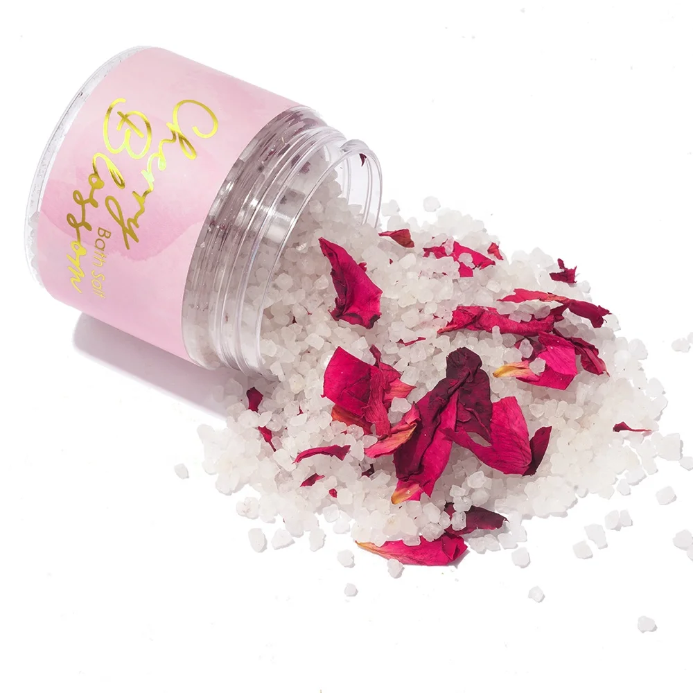 Bath and body care works spa bath salts with flowers gift set foot spa salt  melting in water