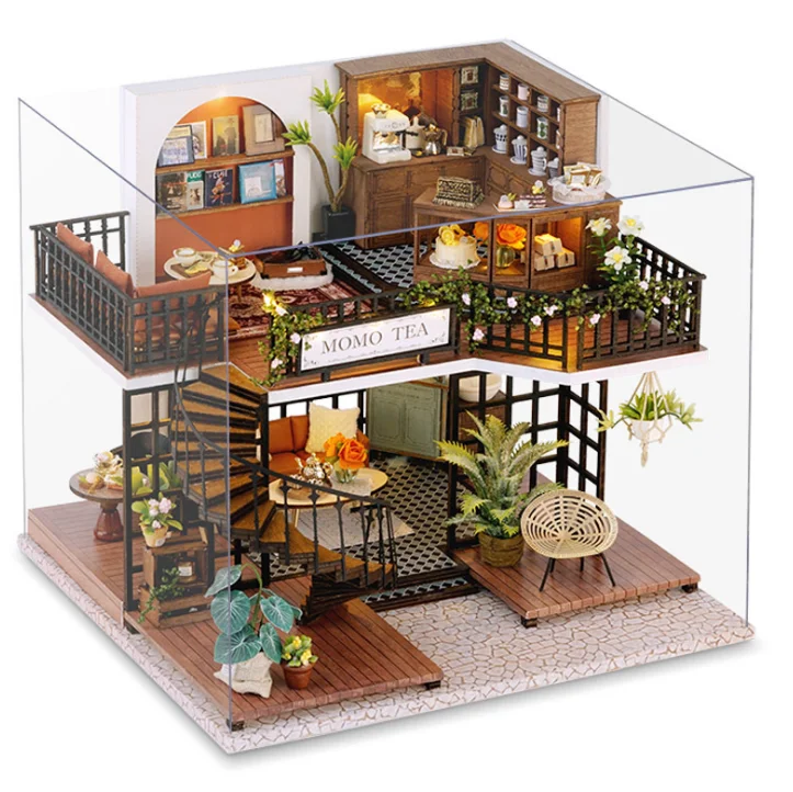 Kids doll house The newest handmade diy cabin house makes architectural models and assembles girl toy Forest doll houses