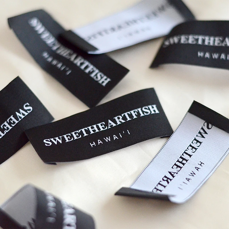 simple design brand logo clothes labels tags custom printed woven garment labes sewn in garment neck labels