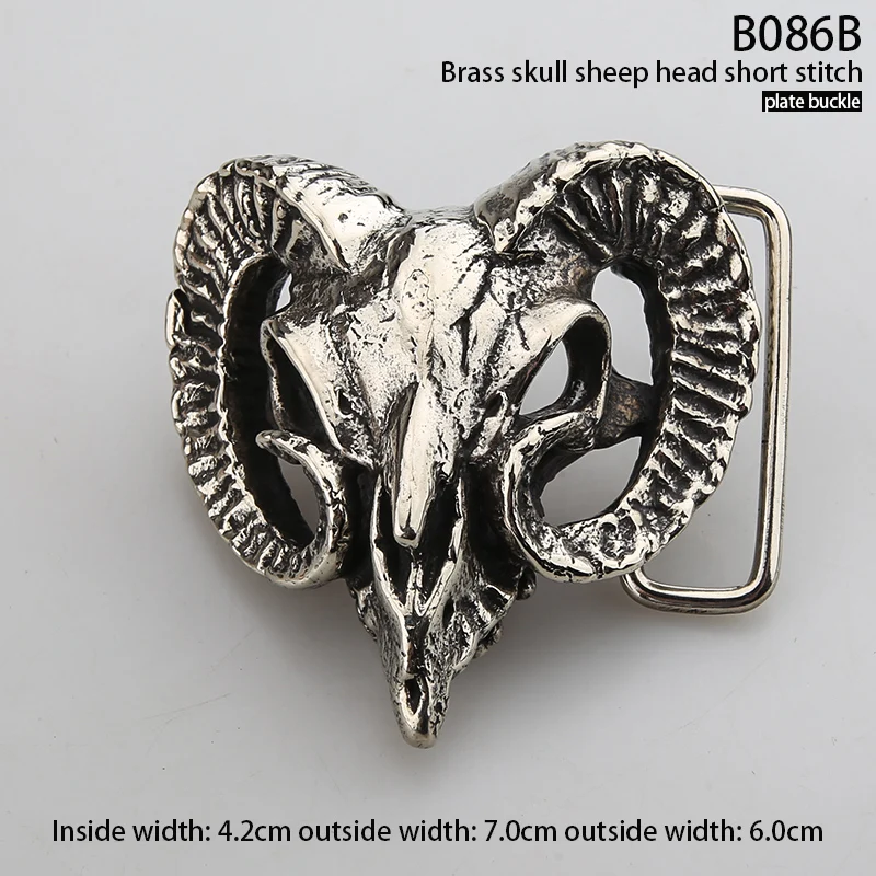 Solid copper three-piece belt buckle white copper brass tang grass pattern fashion personality retro