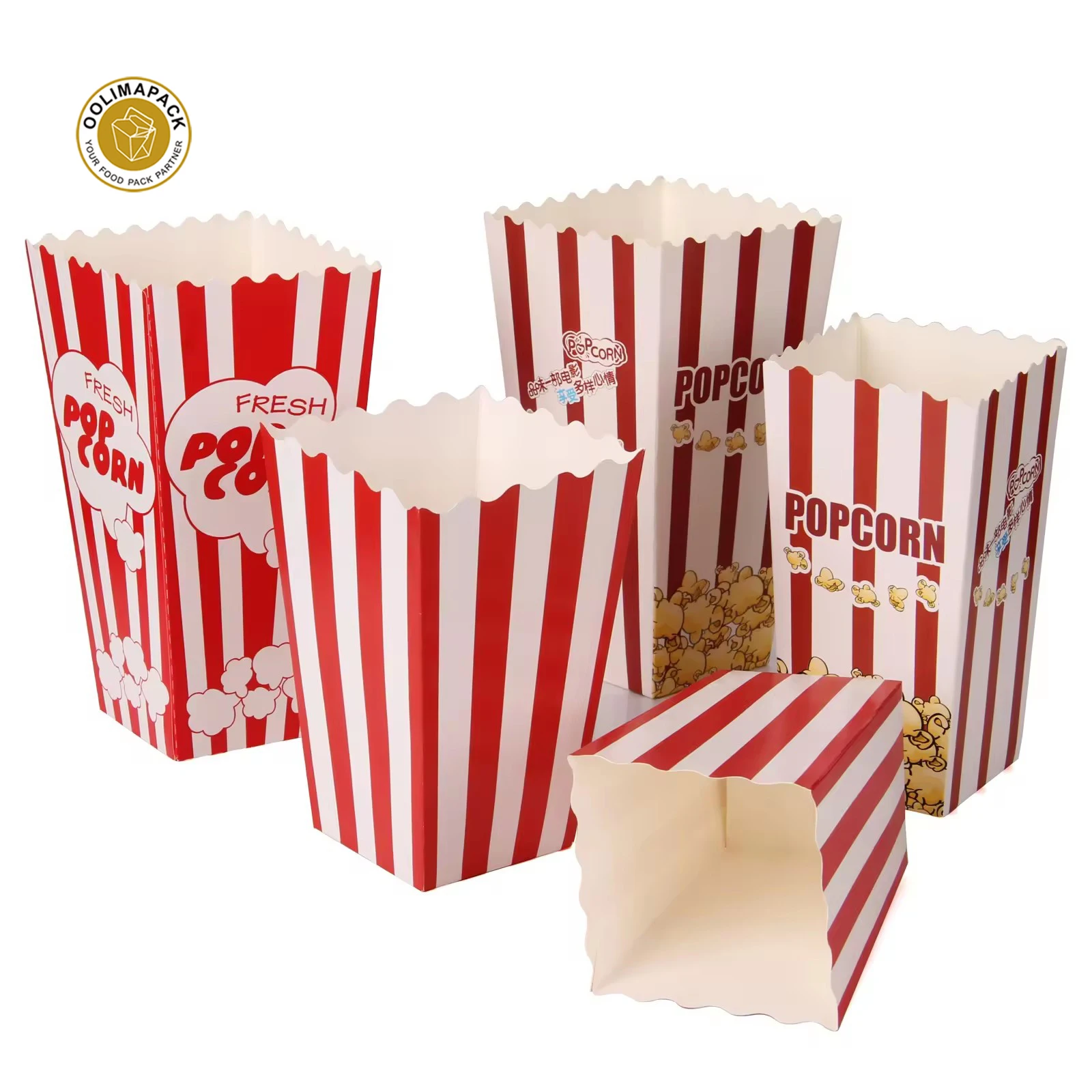 OOLIMAPACK Food Grade Paper PopCorn Bowl Packaging High Quality Kraft Paper Popcorn Cups Boxes