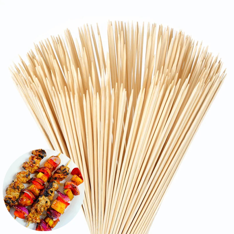 BBQ Outdoor Picnic Bamboo Skewers Wooden Sticks Barbecue Grill Accessories Fruit Fountain Stick Party Grill Barbecue Tool